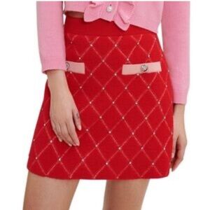 54. Maje Elegant Red Quilted Skirt